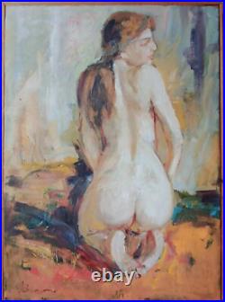 Jeune Femme Nue -huile/ toile 50x65- signée painting nude woman