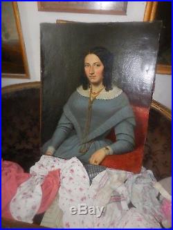 Jeune femme circa 1840 ds gout dubuffe 81 65 cm bon etat