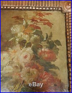 Joli bouquet de Fleurs, Huile sur Toile du XIXe, Bel état d'origine