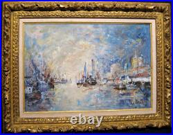 Joseph Raumann (1908-1999) Huile sur toile Sortie du Port du HAVRE