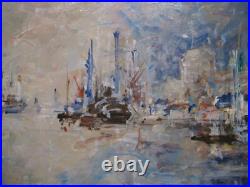 Joseph Raumann (1908-1999) Huile sur toile Sortie du Port du HAVRE
