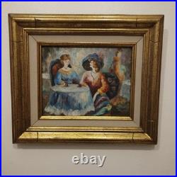 Jouhaux Confidences autour d'une tasse de thé huile sur toile 30x39cm