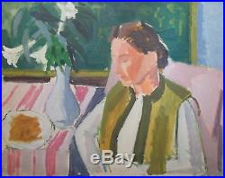 Jules CAVAILLES (1901-1977) Huile sur toile, Femme au bouquet