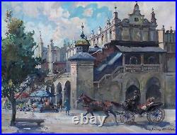 Juliusz SLABIAK (1917-1973) La Halle aux Draps de Cracovie Pologne