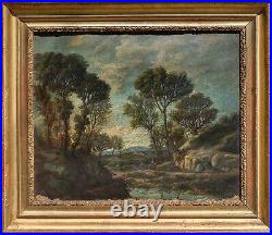 LUCIEN MENGAUD Paysage Campagnard Animé. Peinture huile sur toile signé. 1853 LUCIEN MENGAUD Paysage Campagnard Animé. Peinture huile sur toile signé. 1853