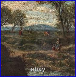 LUCIEN MENGAUD Paysage Campagnard Animé. Peinture huile sur toile signé. 1853 LUCIEN MENGAUD Paysage Campagnard Animé. Peinture huile sur toile signé. 1853