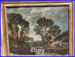LUCIEN MENGAUD Paysage Campagnard Animé. Peinture huile sur toile signé. 1853 LUCIEN MENGAUD Paysage Campagnard Animé. Peinture huile sur toile signé. 1853