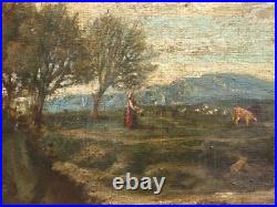 LUCIEN MENGAUD Paysage Campagnard Animé. Peinture huile sur toile signé. 1853 LUCIEN MENGAUD Paysage Campagnard Animé. Peinture huile sur toile signé. 1853
