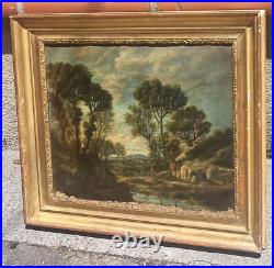 LUCIEN MENGAUD Paysage Campagnard Animé. Peinture huile sur toile signé. 1853 LUCIEN MENGAUD Paysage Campagnard Animé. Peinture huile sur toile signé. 1853