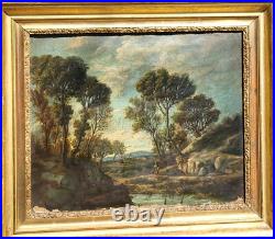 LUCIEN MENGAUD Paysage Campagnard Animé. Peinture huile sur toile signé. 1853 LUCIEN MENGAUD Paysage Campagnard Animé. Peinture huile sur toile signé. 1853
