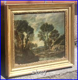 LUCIEN MENGAUD Paysage Campagnard Animé. Peinture huile sur toile signé. 1853 LUCIEN MENGAUD Paysage Campagnard Animé. Peinture huile sur toile signé. 1853