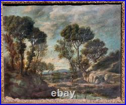 LUCIEN MENGAUD Paysage Campagnard Animé. Peinture huile sur toile signé. 1853 LUCIEN MENGAUD Paysage Campagnard Animé. Peinture huile sur toile signé. 1853