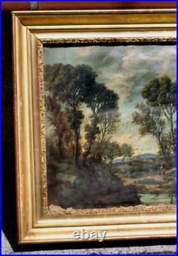 LUCIEN MENGAUD Paysage Campagnard Animé. Peinture huile sur toile signé. 1853 LUCIEN MENGAUD Paysage Campagnard Animé. Peinture huile sur toile signé. 1853