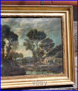 LUCIEN MENGAUD Paysage Campagnard Animé. Peinture huile sur toile signé. 1853 LUCIEN MENGAUD Paysage Campagnard Animé. Peinture huile sur toile signé. 1853