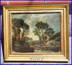 LUCIEN MENGAUD Paysage Campagnard Animé. Peinture huile sur toile signé. 1853 LUCIEN MENGAUD Paysage Campagnard Animé. Peinture huile sur toile signé. 1853