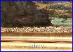 LUCIEN MENGAUD Paysage Campagnard Animé. Peinture huile sur toile signé. 1853 LUCIEN MENGAUD Paysage Campagnard Animé. Peinture huile sur toile signé. 1853