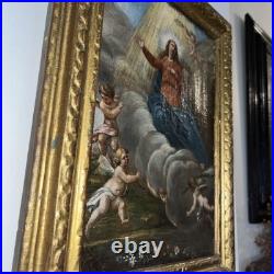 L'Assomption de la Vierge, Peinture Huile sur toile ancienne XVIIIe Siècle 18e
