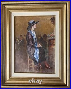 L'élégante au bar du bistrot parisien Alfred Louis Andrieux Huile sur toile
