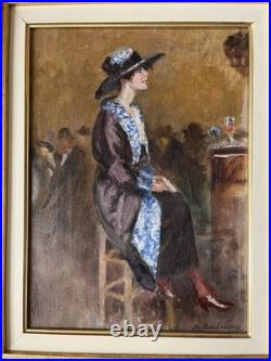 L'élégante au bar du bistrot parisien Alfred Louis Andrieux Huile sur toile