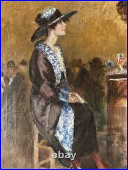 L'élégante au bar du bistrot parisien Alfred Louis Andrieux Huile sur toile