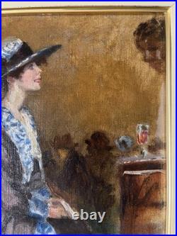 L'élégante au bar du bistrot parisien Alfred Louis Andrieux Huile sur toile