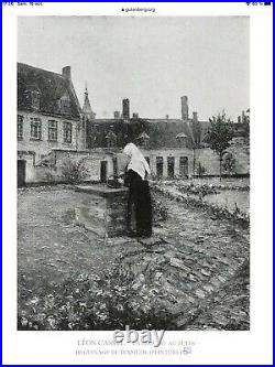 La Béguine au puits Dixmude Belgique Huile sur toile signée Leon Cassel 1913