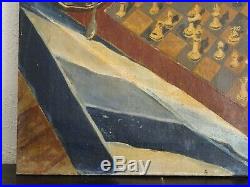La Partie D'échec- Grande & Belle Peinture Signée Datant De 1932 -à Identifier