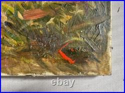 Lavandières en bord de rivière, Huile sur toile signée, Tableau, Fin XIXe