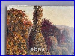 Lavandières en bord de rivière, Huile sur toile signée, Tableau, Fin XIXe