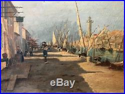Le Port De Sète Huile Sur Toile signée Dumazer 1889 Hérault