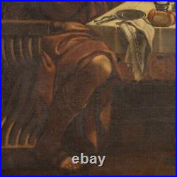 Le Souper à Emmaüs peinture ancienne tableau religieux huile sur toile 600