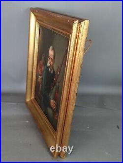Le joueur de cornemuse Ecole du Nord XIXe siècle Huile sur toile 34x30 cm SB