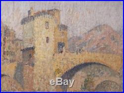 Le vieux pont de Sospel. Important tableau de Joseph Lépine (1867-1943)