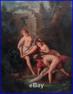 Les Grâces au bain, d'après François Boucher. XIXème/19th, école française. HST
