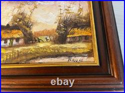 Lot de 2 tableaux à l'huile sur toile paysages ruraux signés DAVID encadrés