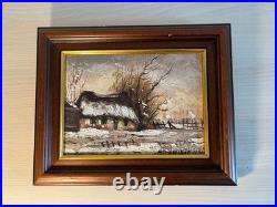 Lot de 2 tableaux à l'huile sur toile paysages ruraux signés DAVID encadrés
