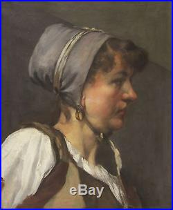 Louis Bochard Tableau Portrait Pecheuse Le Pollet Dieppe Femme Normandie Peintre
