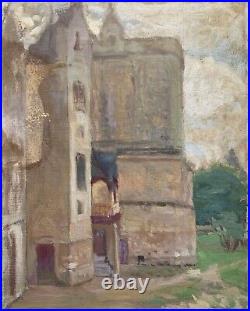 Louis Joseph POTTIN (XIX-XX) Paysage Château Médiéval Donjon Rempart Cachet
