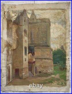 Louis Joseph POTTIN (XIX-XX) Paysage Château Médiéval Donjon Rempart Cachet