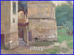 Louis Joseph POTTIN (XIX-XX) Paysage Château Médiéval Donjon Rempart Cachet
