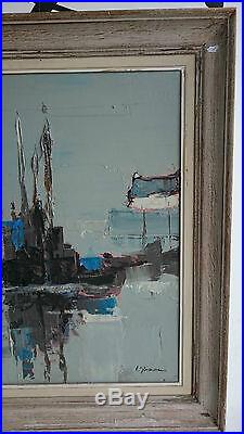Lucien JOVENEAUX Tableau HUILE sur TOILE XXe Oil Art peinture Signe BATEAUX Boat