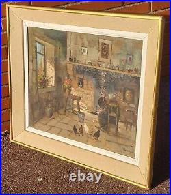 MARCEL BOUDOU. Intérieur Rustique D' Auvergne. Peinture huile sur toile signé MARCEL BOUDOU. Intérieur Rustique D' Auvergne. Peinture huile sur toile signé