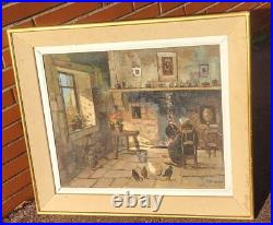 MARCEL BOUDOU. Intérieur Rustique D' Auvergne. Peinture huile sur toile signé MARCEL BOUDOU. Intérieur Rustique D' Auvergne. Peinture huile sur toile signé
