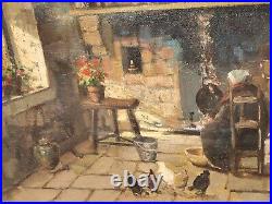 MARCEL BOUDOU. Intérieur Rustique D' Auvergne. Peinture huile sur toile signé MARCEL BOUDOU. Intérieur Rustique D' Auvergne. Peinture huile sur toile signé