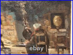 MARCEL BOUDOU. Intérieur Rustique D' Auvergne. Peinture huile sur toile signé MARCEL BOUDOU. Intérieur Rustique D' Auvergne. Peinture huile sur toile signé