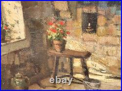 MARCEL BOUDOU. Intérieur Rustique D' Auvergne. Peinture huile sur toile signé MARCEL BOUDOU. Intérieur Rustique D' Auvergne. Peinture huile sur toile signé