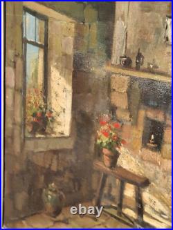 MARCEL BOUDOU. Intérieur Rustique D' Auvergne. Peinture huile sur toile signé MARCEL BOUDOU. Intérieur Rustique D' Auvergne. Peinture huile sur toile signé