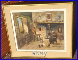 MARCEL BOUDOU. Intérieur Rustique D' Auvergne. Peinture huile sur toile signé MARCEL BOUDOU. Intérieur Rustique D' Auvergne. Peinture huile sur toile signé