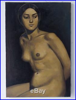 Magnifique Peinture Expressionniste, Huile sur Toile, Nu (Nude) Portrait