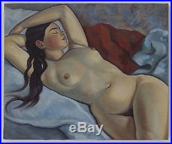 Magnifique Peinture Post-Impressionniste, Huile sur Toile, Nu (Nude) Nue